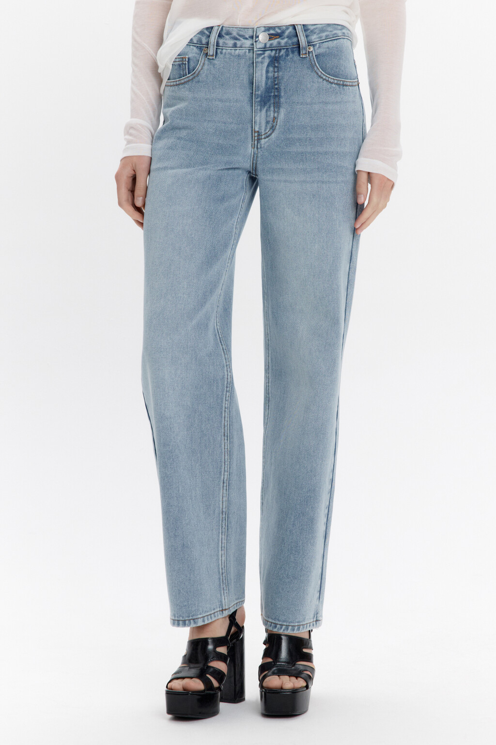 Джинсы прямые со средней посадкой - цвет голубой - 2