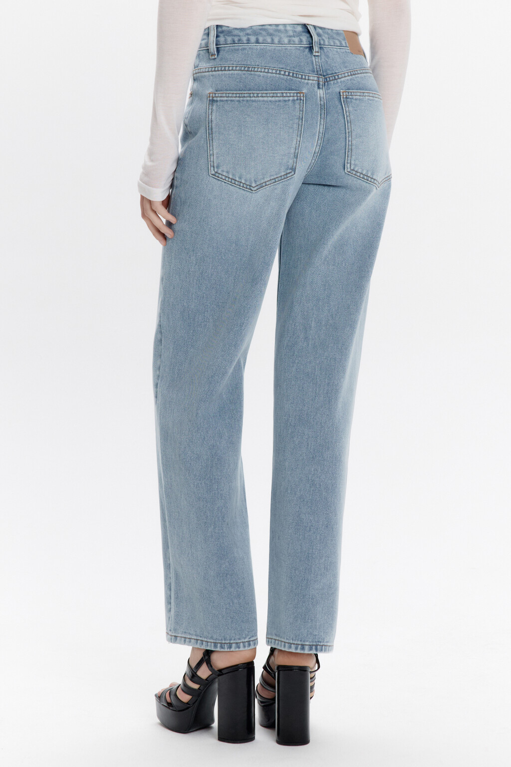 Джинсы прямые со средней посадкой - цвет голубой - 3