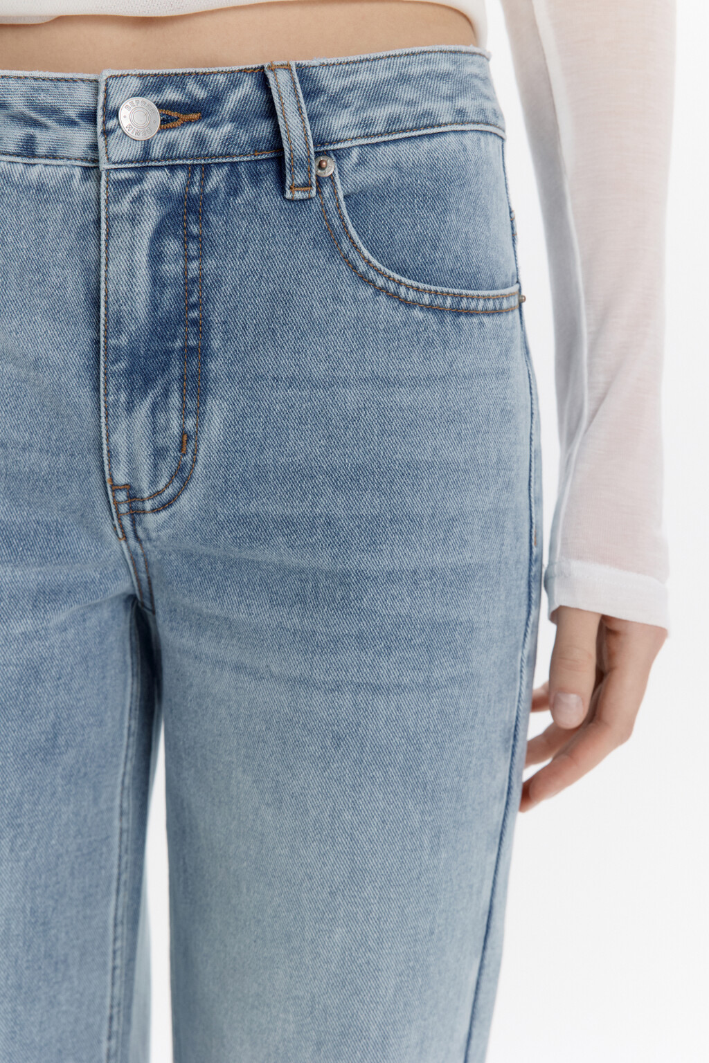 Джинсы прямые со средней посадкой - цвет голубой - 5