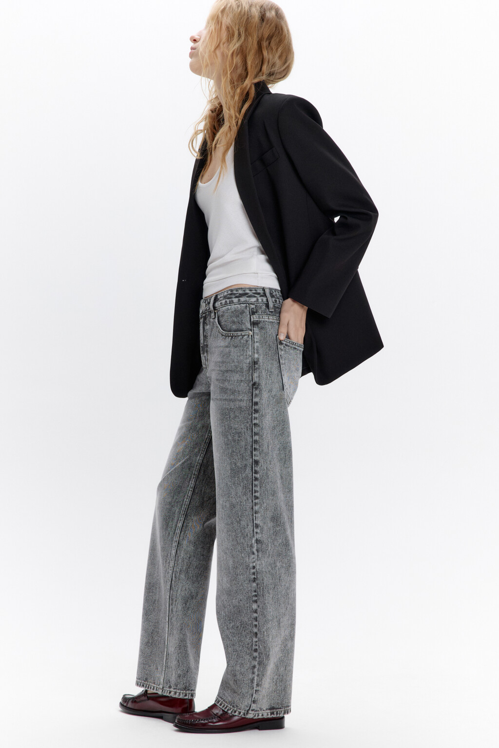 Джинсы прямые со средней посадкой - цвет серый - 1