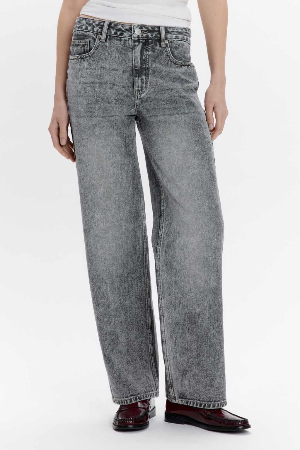 Джинсы прямые со средней посадкой - цвет серый - 2