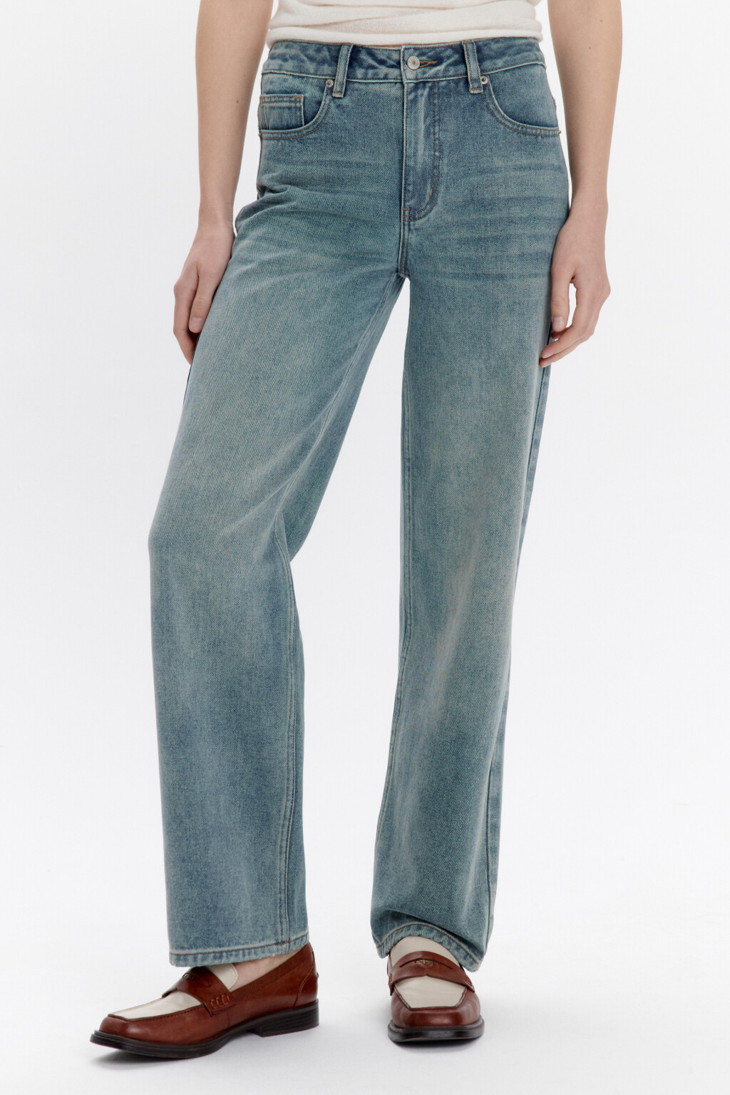 Джинсы прямые со средней посадкой - цвет синий - 2