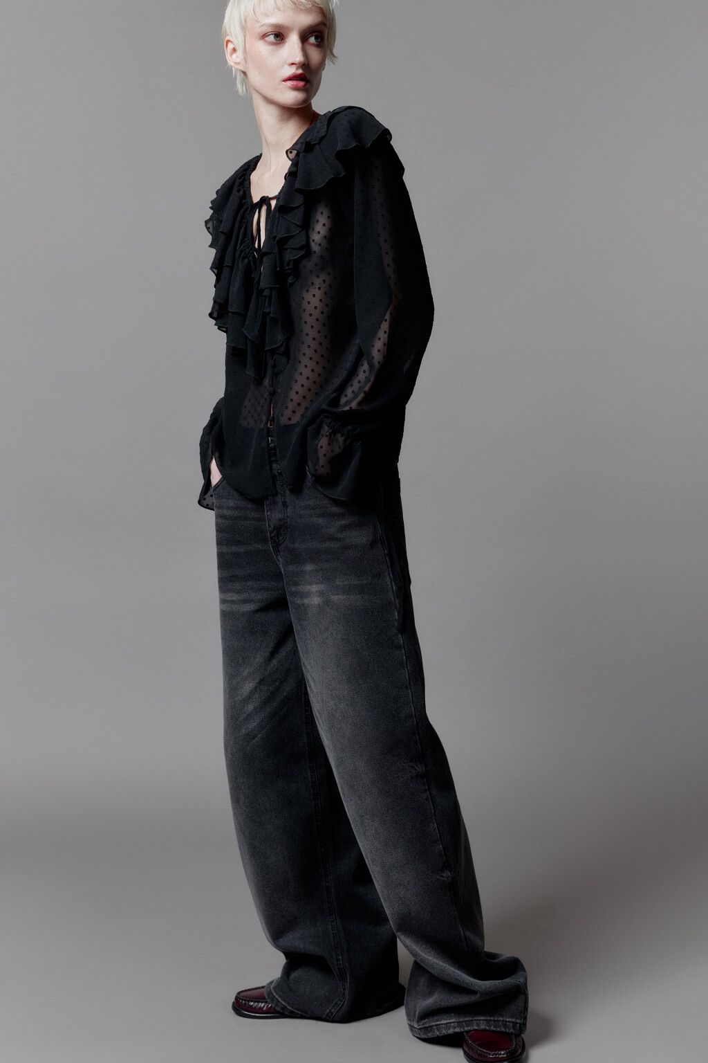 Джинсы baggy fit со средней посадкой - цвет серый - 6