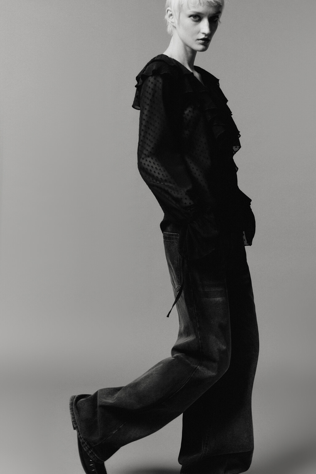 Джинсы baggy fit со средней посадкой - цвет серый - 1