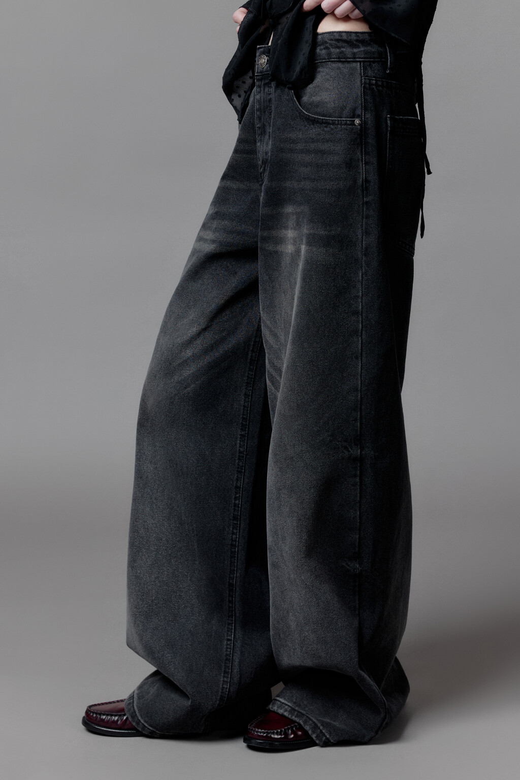 Джинсы baggy fit со средней посадкой - цвет серый - 3