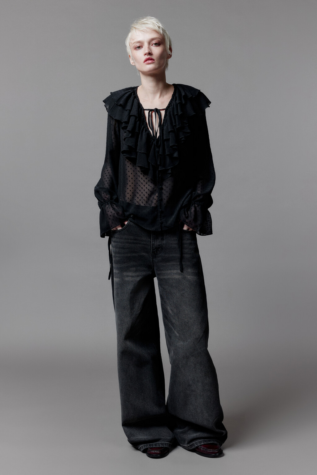 Джинсы baggy fit со средней посадкой - цвет серый - 5