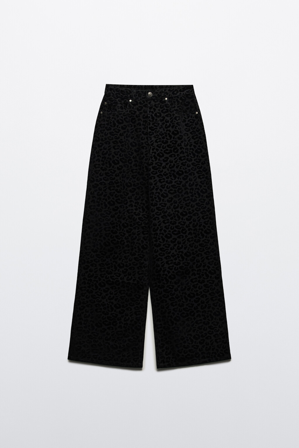 Джинсы широкие с леопардовым принтом - цвет черный - 8