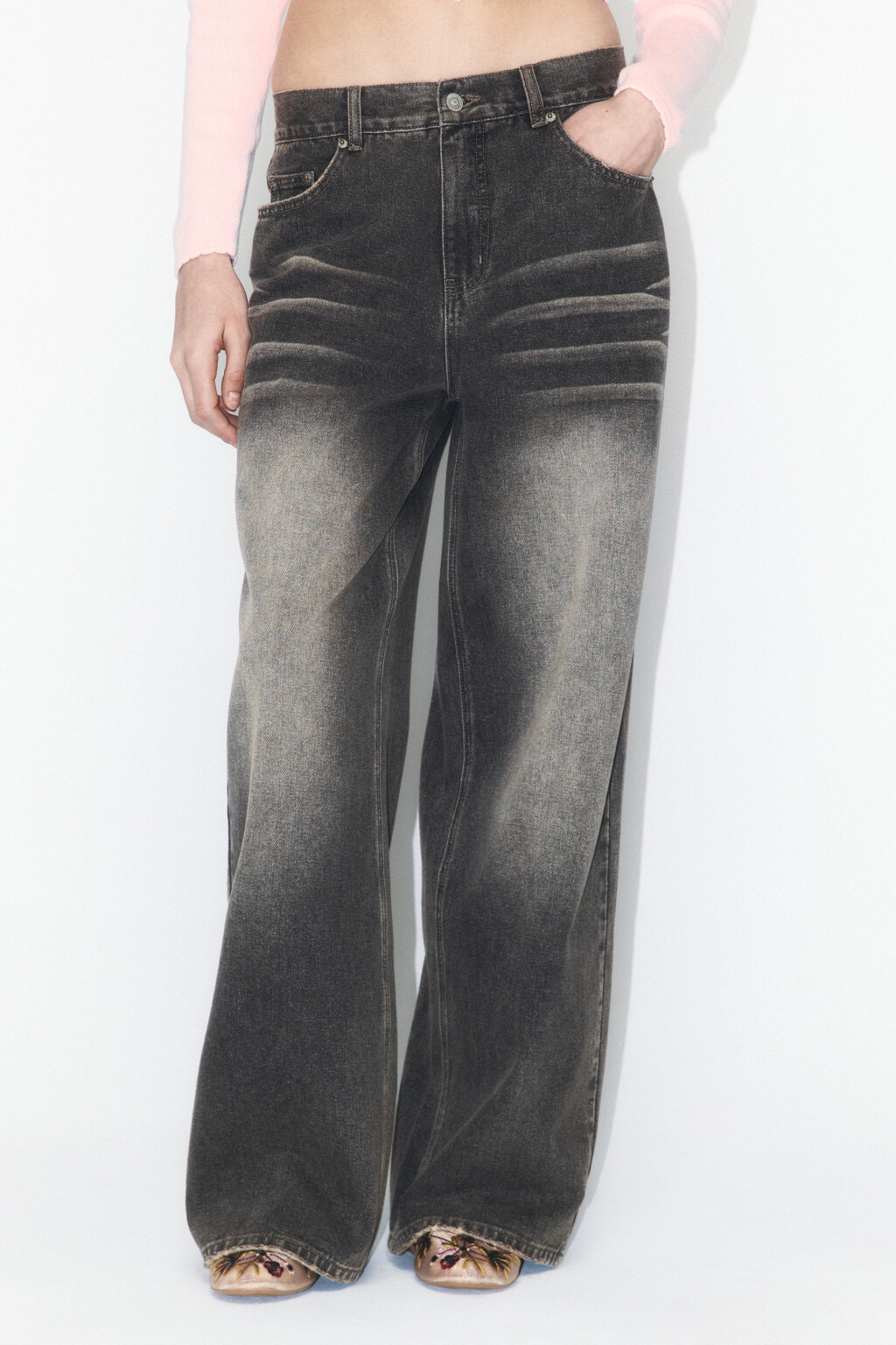 Джинсы baggy fit с низкой посадкой - цвет темный тинт - 4