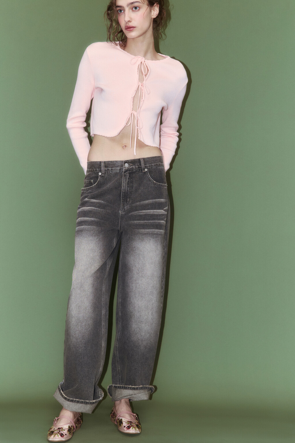 Джинсы baggy fit с низкой посадкой - цвет темный тинт - 1