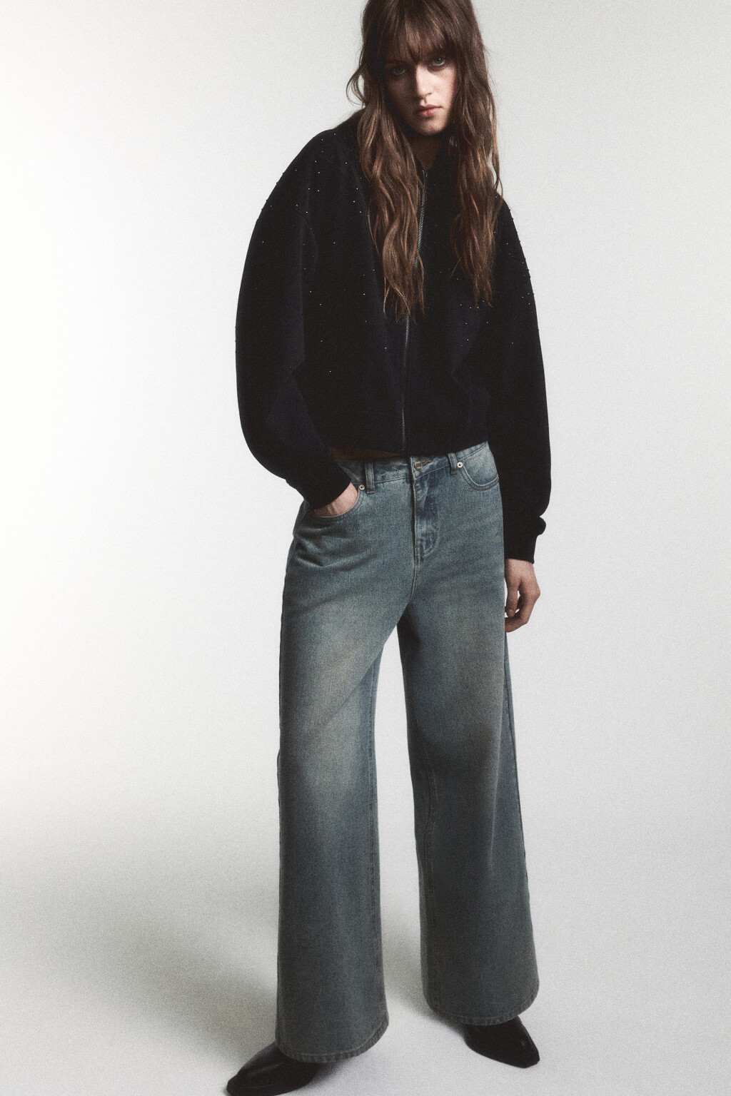 Джинсы baggy fit с низкой посадкой - цвет синий - 1