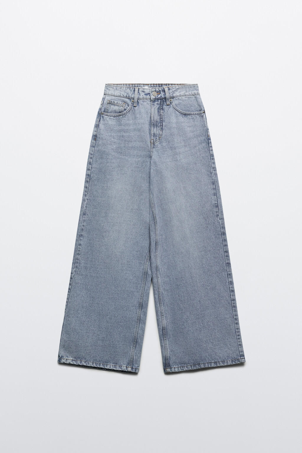 Джинсы wide leg широкие с высокой посадкой - цвет голубой - 7