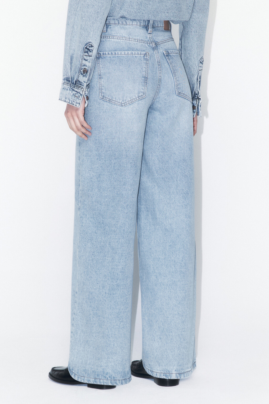Джинсы wide leg широкие с высокой посадкой - цвет голубой - 3
