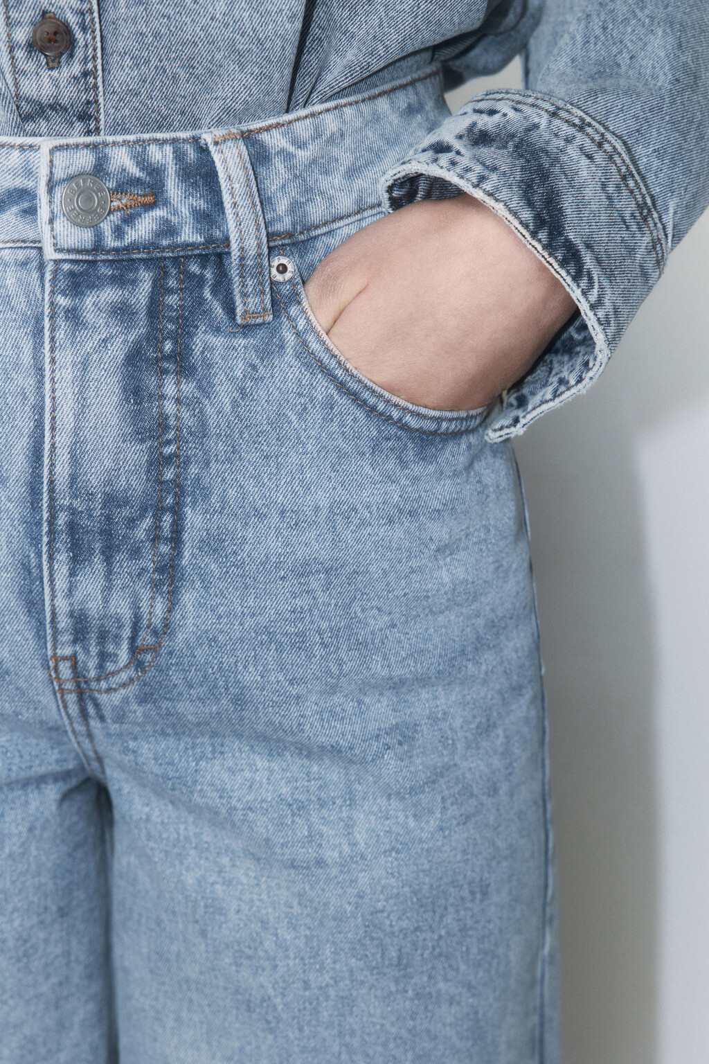 Джинсы wide leg широкие с высокой посадкой - цвет голубой - 6