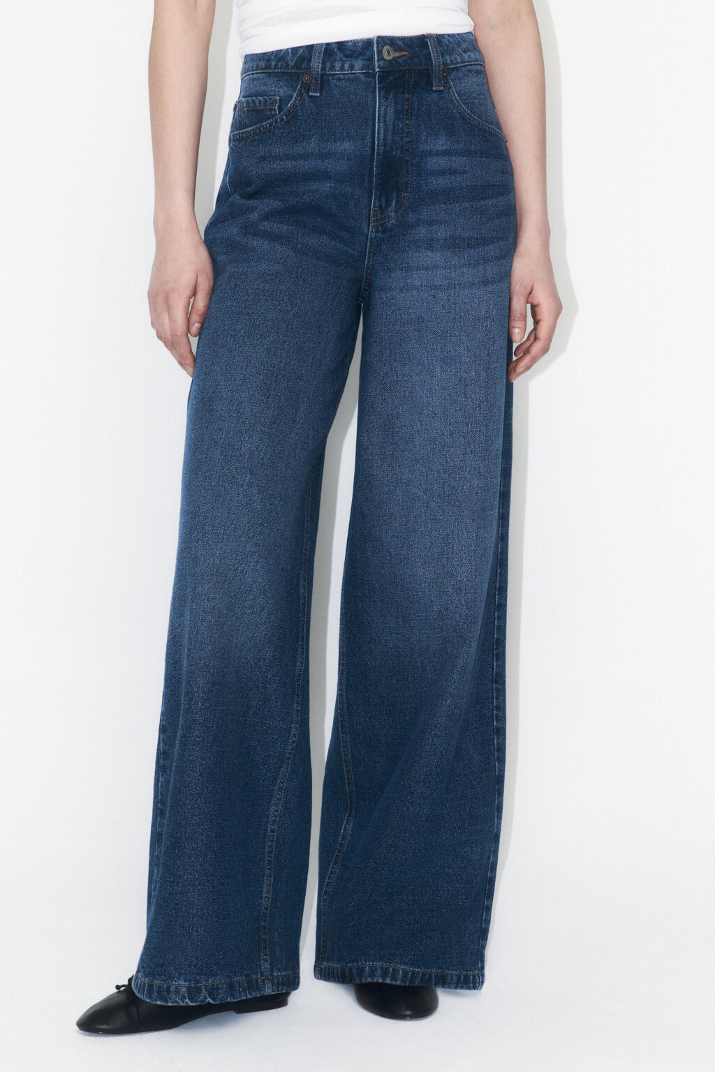 Джинсы wide leg широкие с высокой посадкой - цвет голубой - 2