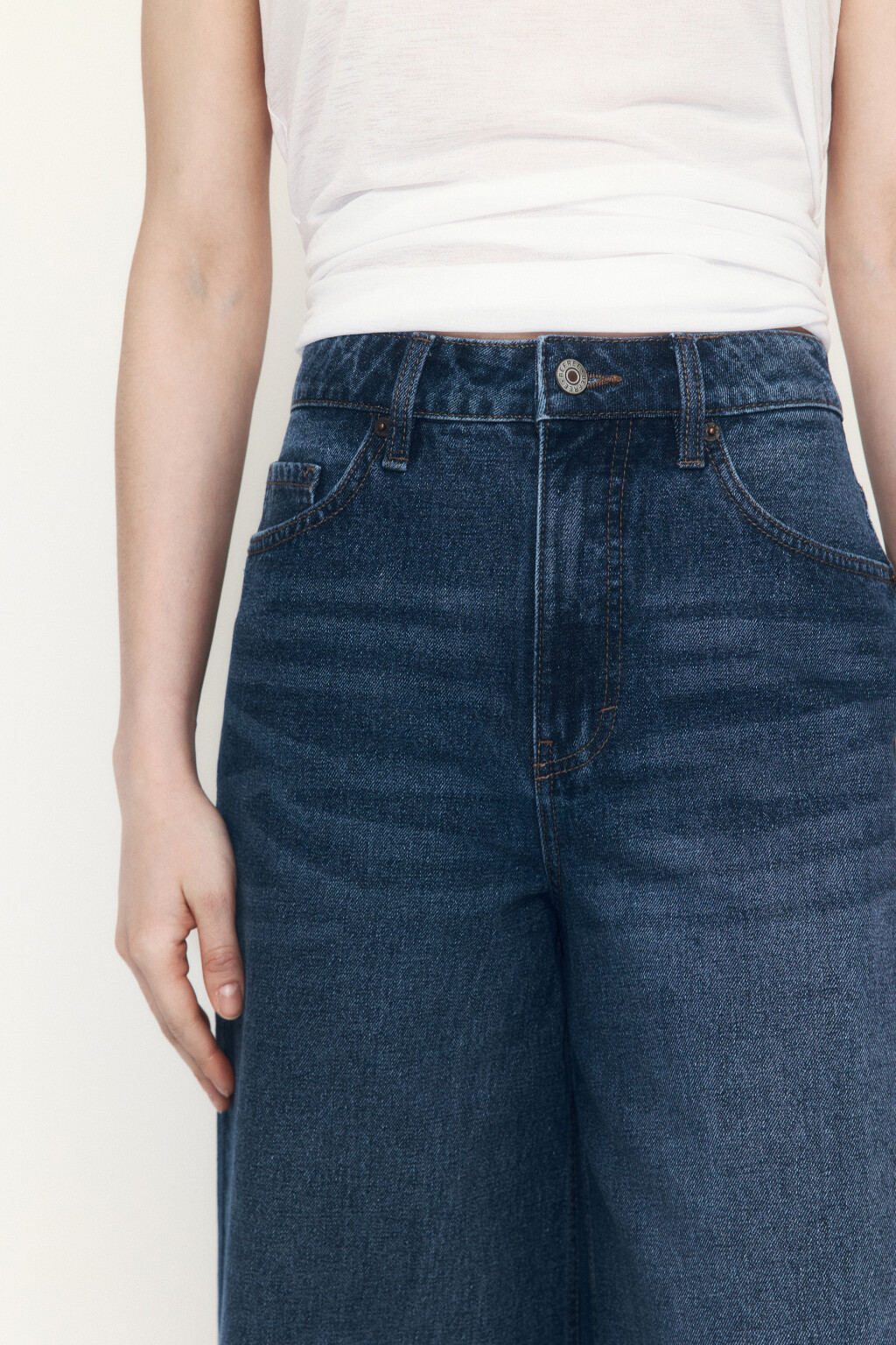 Джинсы wide leg широкие с высокой посадкой - цвет голубой - 5