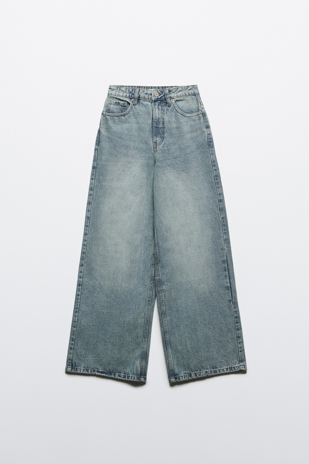 Джинсы wide leg широкие с высокой посадкой - цвет синий - 7