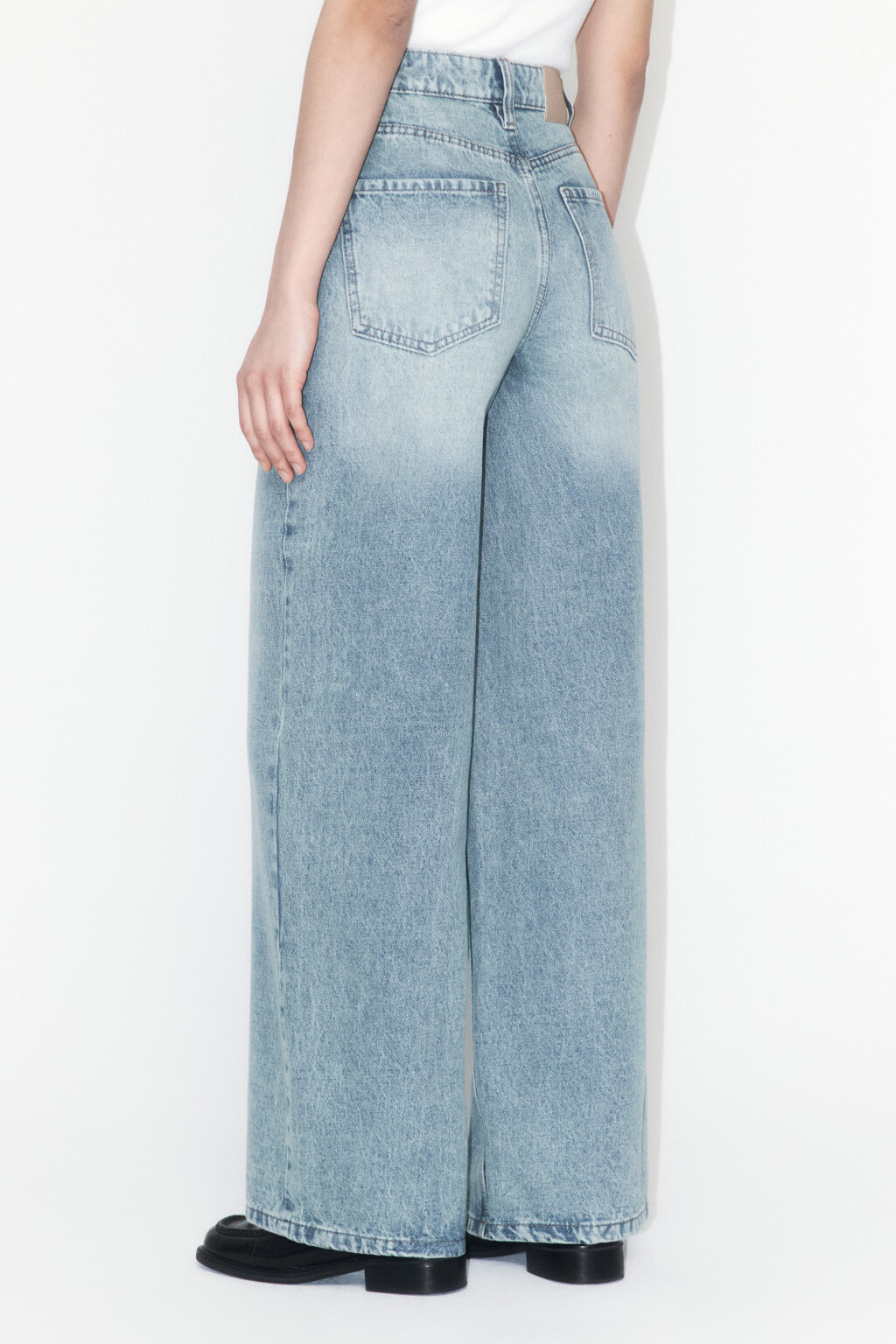 Джинсы wide leg широкие с высокой посадкой - цвет синий - 3