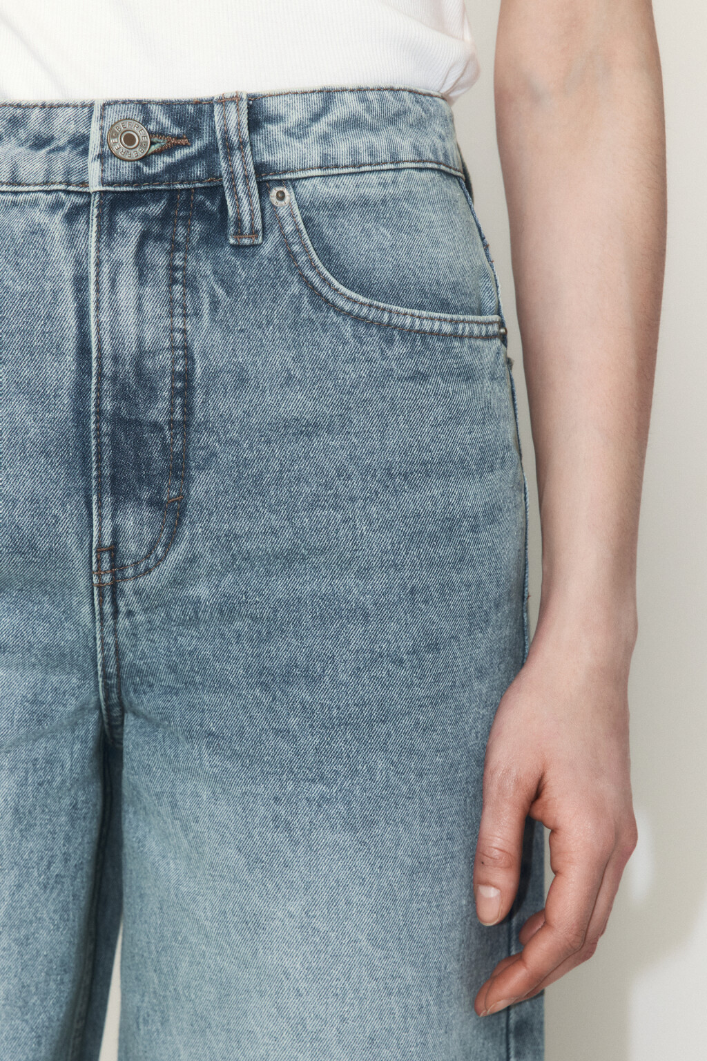 Джинсы wide leg широкие с высокой посадкой - цвет синий - 5