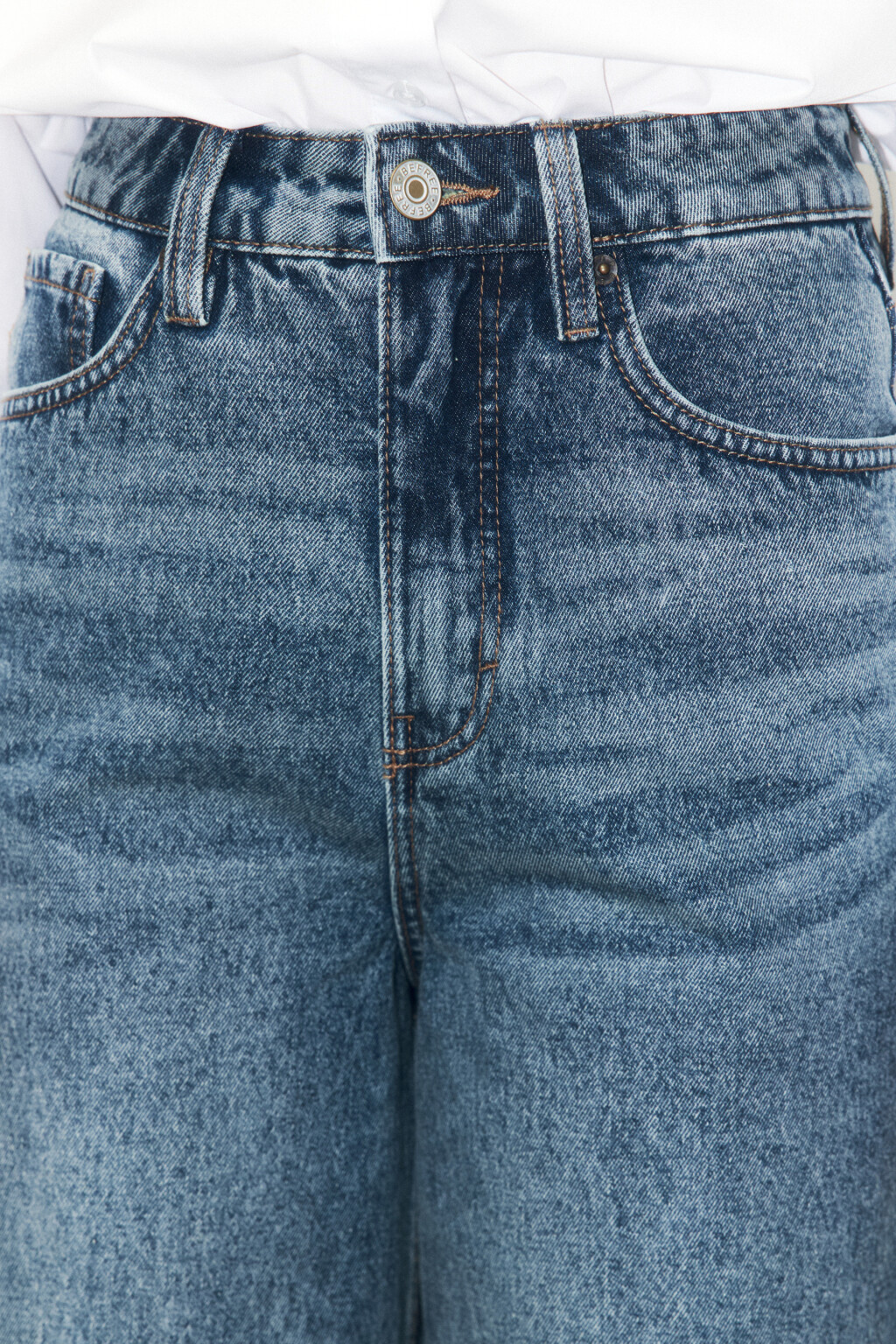 Джинсы wide leg широкие с высокой посадкой - цвет темный тинт - 5