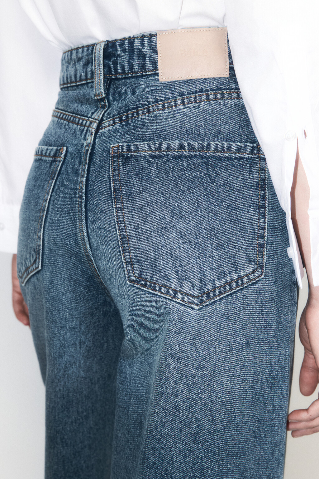 Джинсы wide leg широкие с высокой посадкой - цвет темный тинт - 6