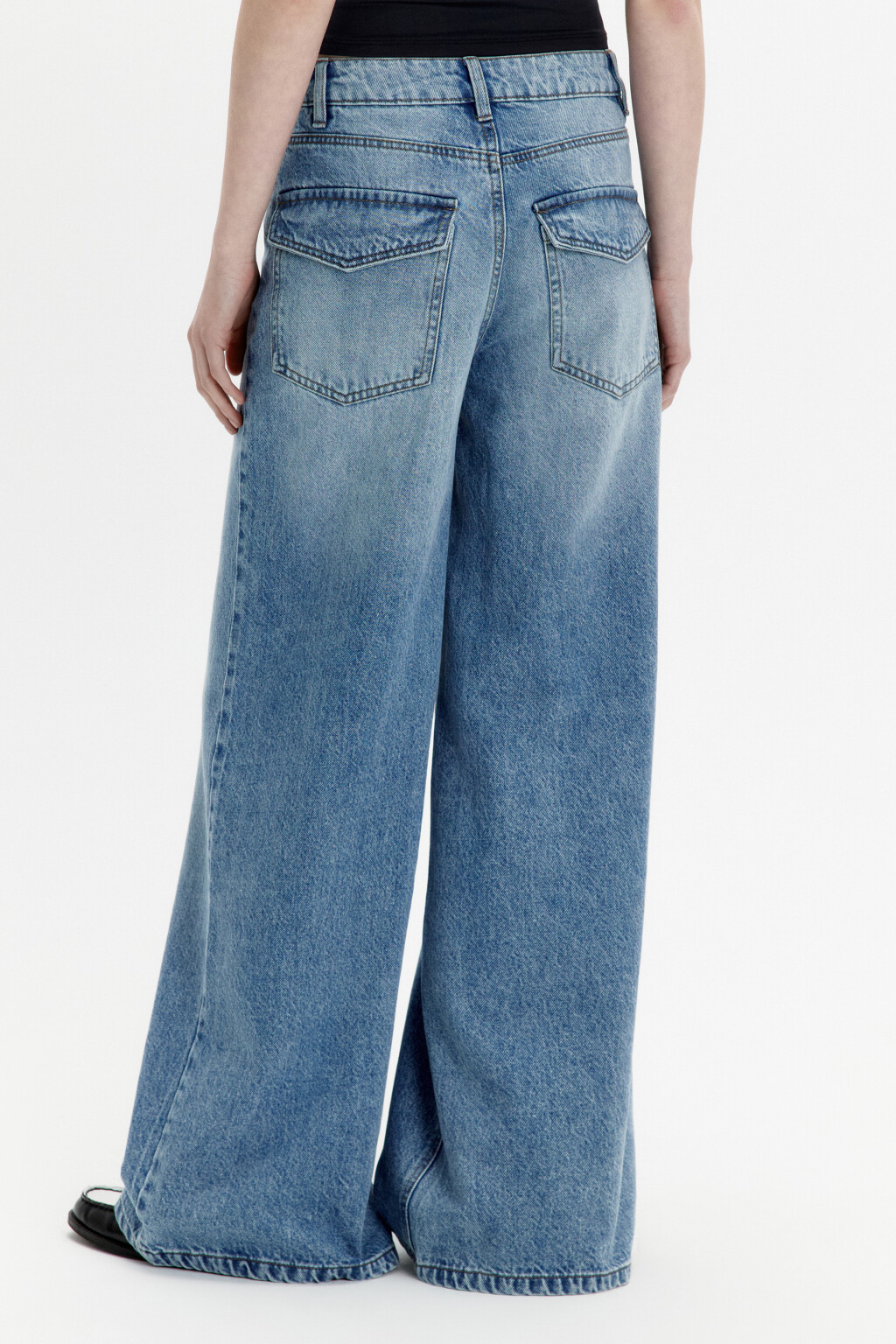 Джинсы wide leg широкие с высокой посадкой - цвет голубой - 3