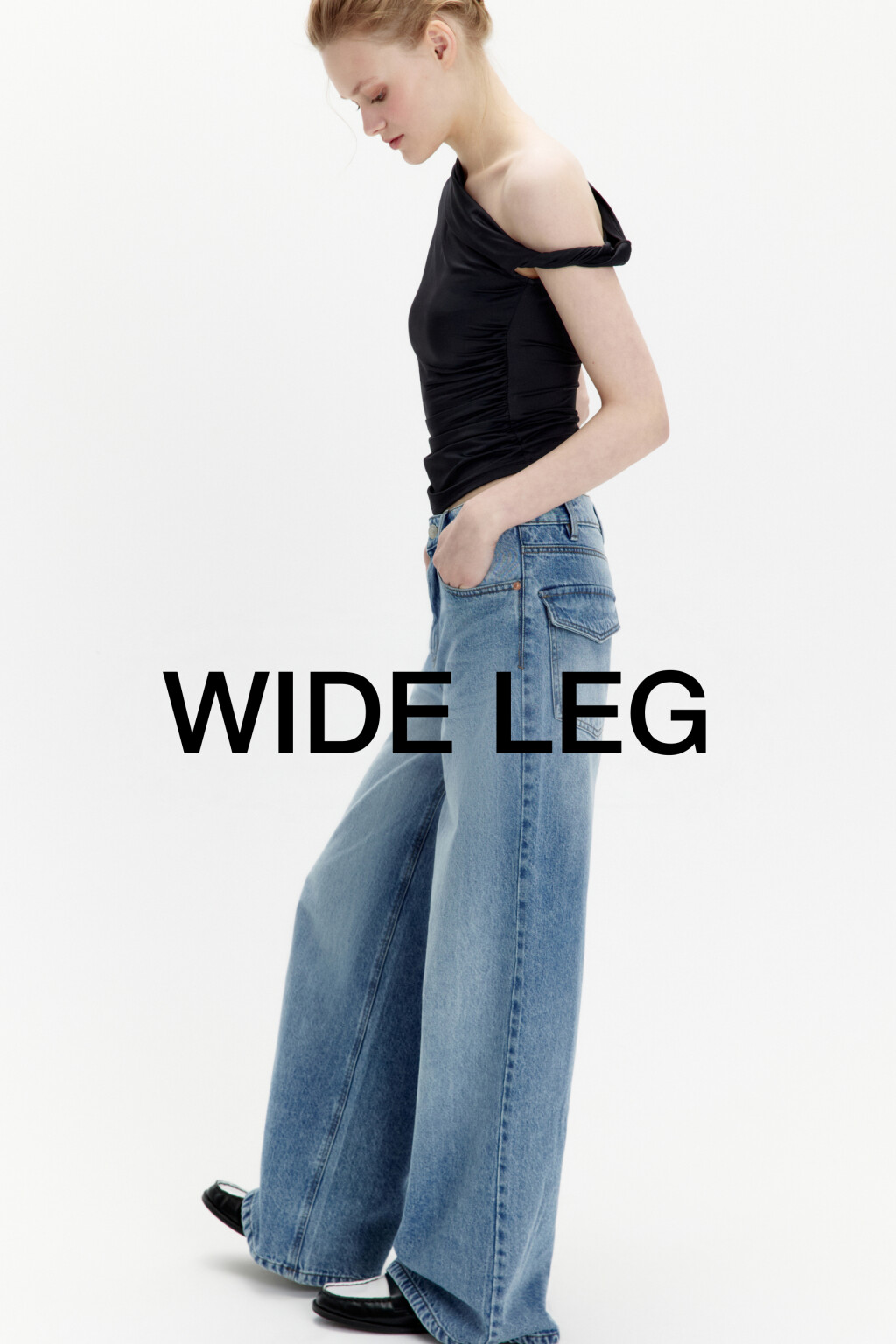 Джинсы wide leg широкие с высокой посадкой - цвет голубой - 5