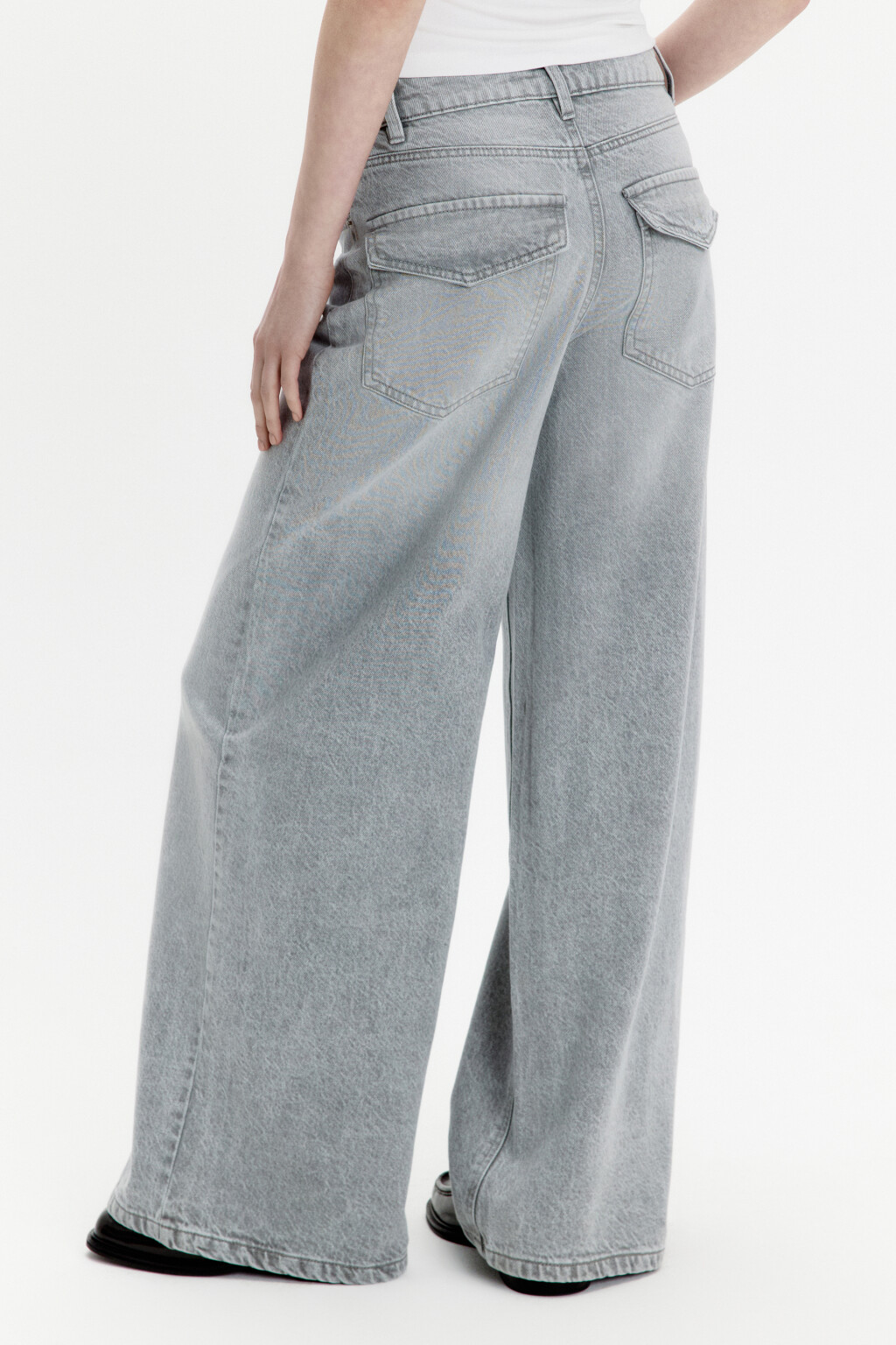 Джинсы wide leg широкие с высокой посадкой - цвет серый - 3