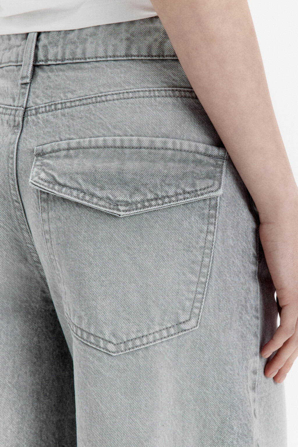 Джинсы wide leg широкие с высокой посадкой - цвет серый - 6