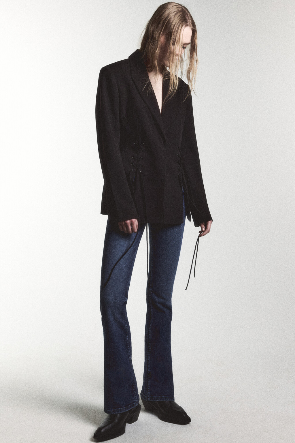 Джинсы flare расклешенные с высокой посадкой - цвет синий - 1