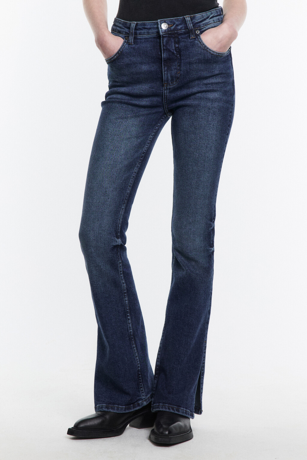 Джинсы flare расклешенные с высокой посадкой - цвет синий - 2