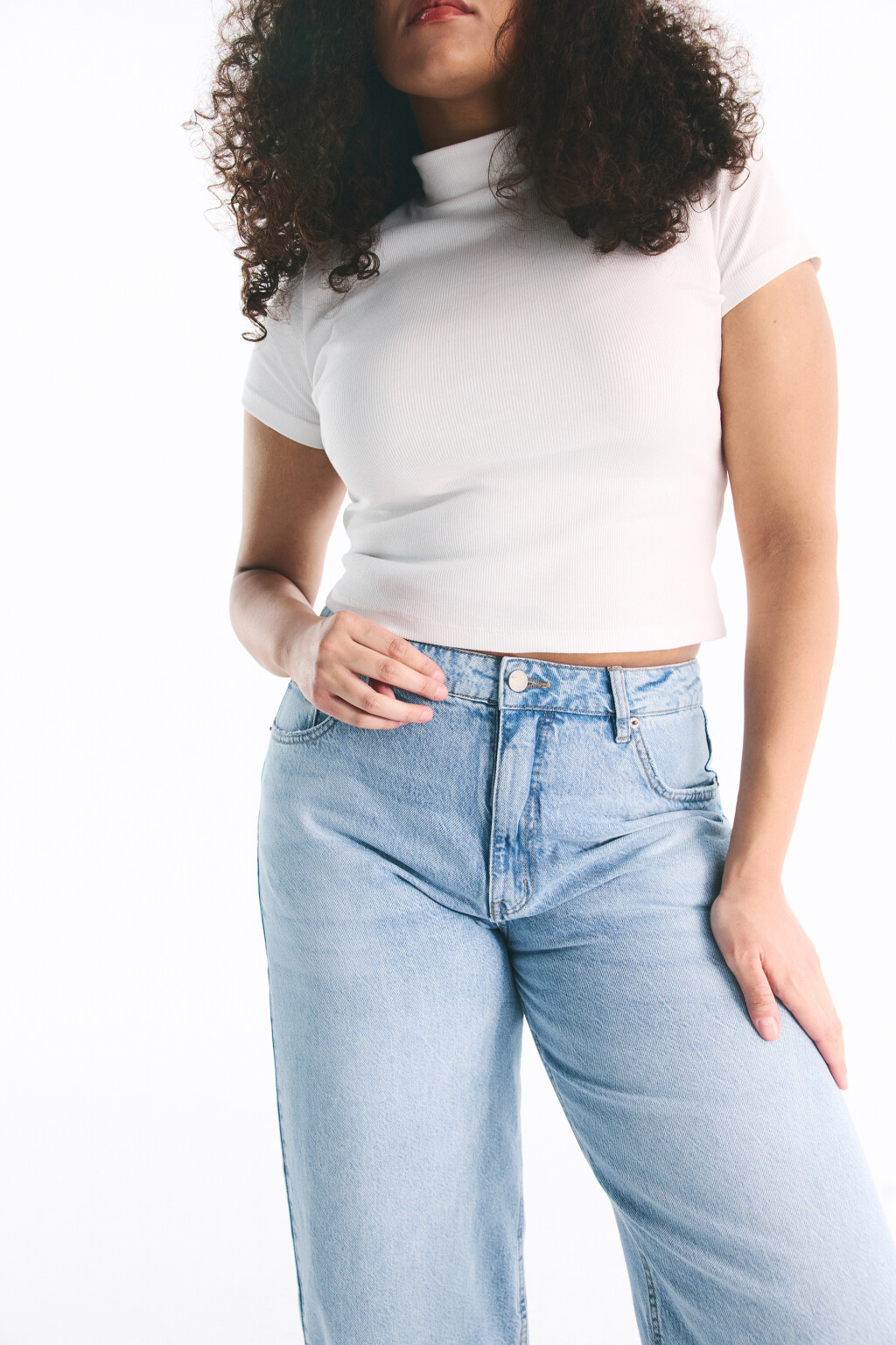 Джинсы barrel fit со средней посадкой - цвет голубой - 1