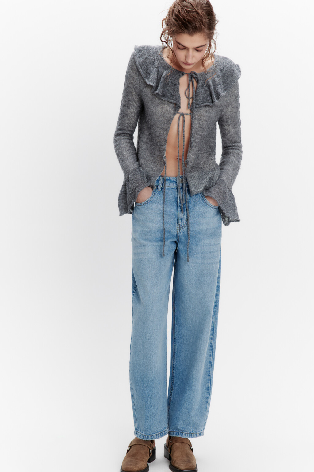 Джинсы barrel fit со средней посадкой - цвет голубой - 3