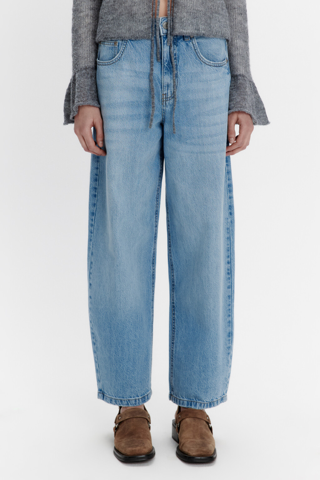 Джинсы barrel fit со средней посадкой - цвет голубой - 4