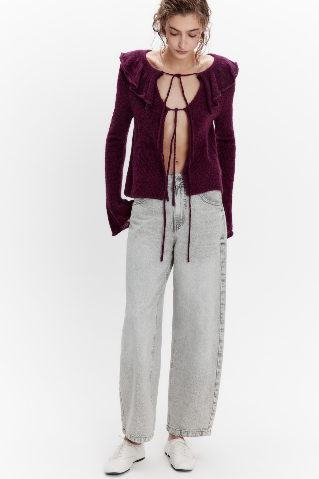 Джинсы barrel fit со средней посадкой - цвет серый - 1