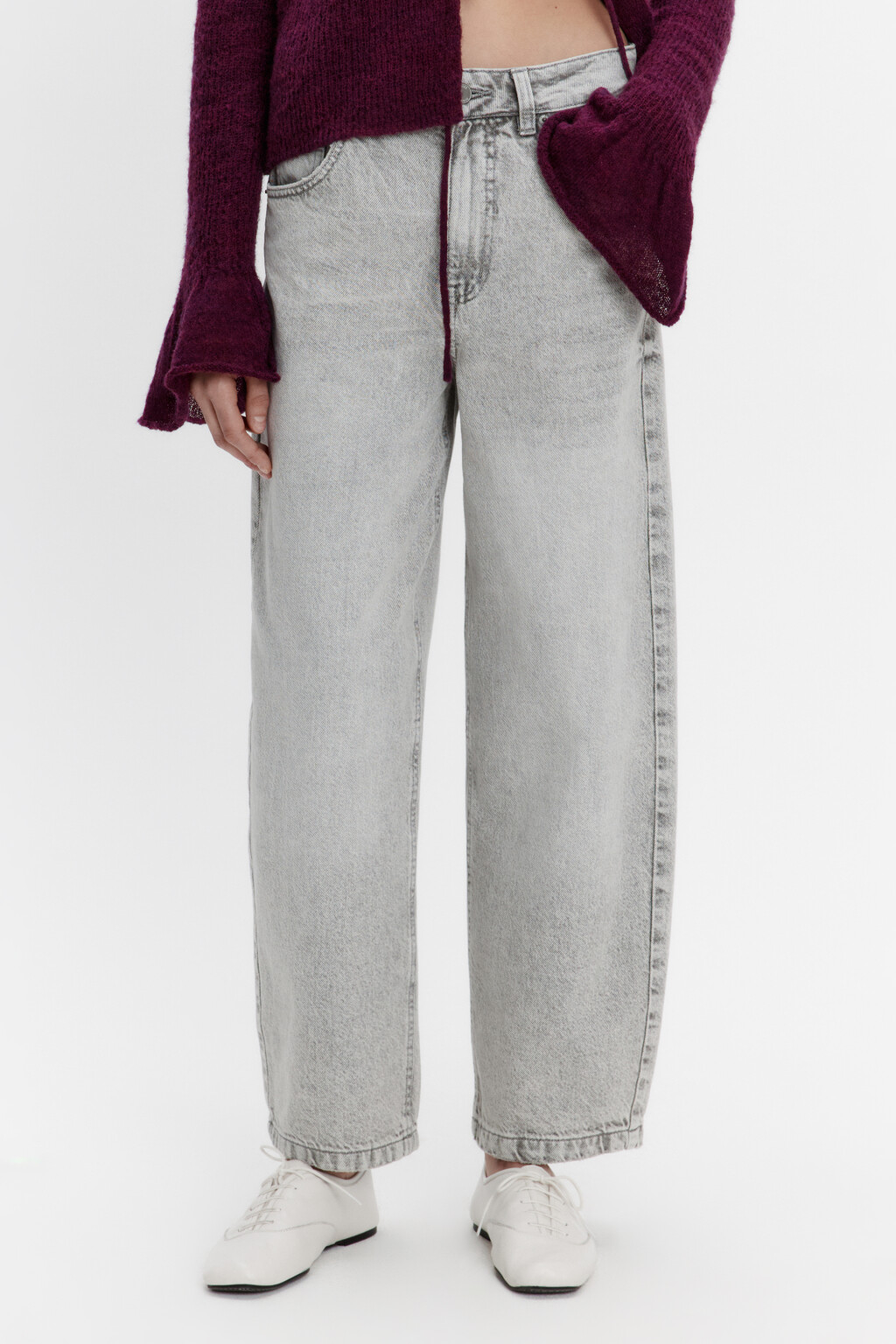 Джинсы barrel fit со средней посадкой - цвет серый - 2