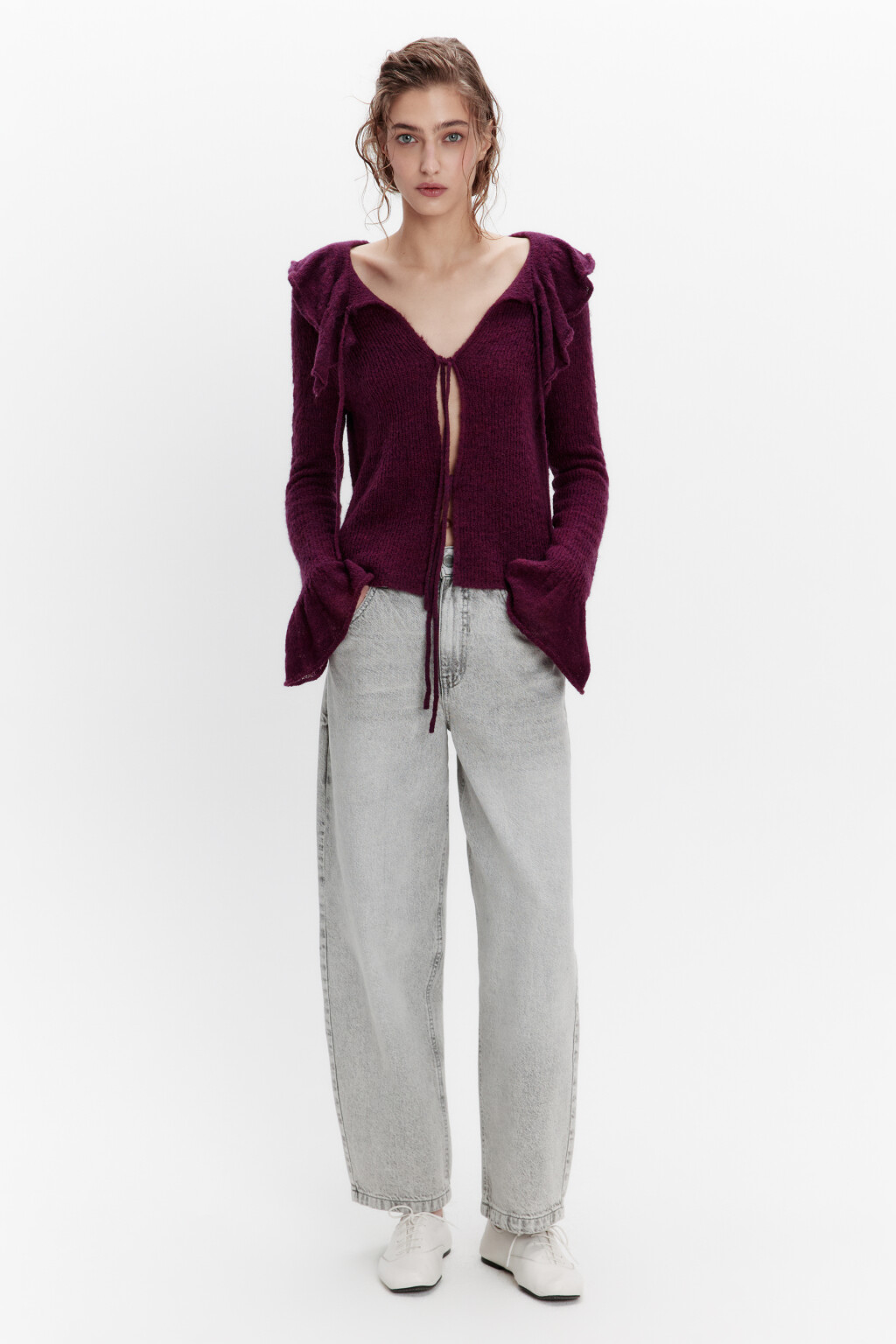 Джинсы barrel fit со средней посадкой - цвет серый - 4