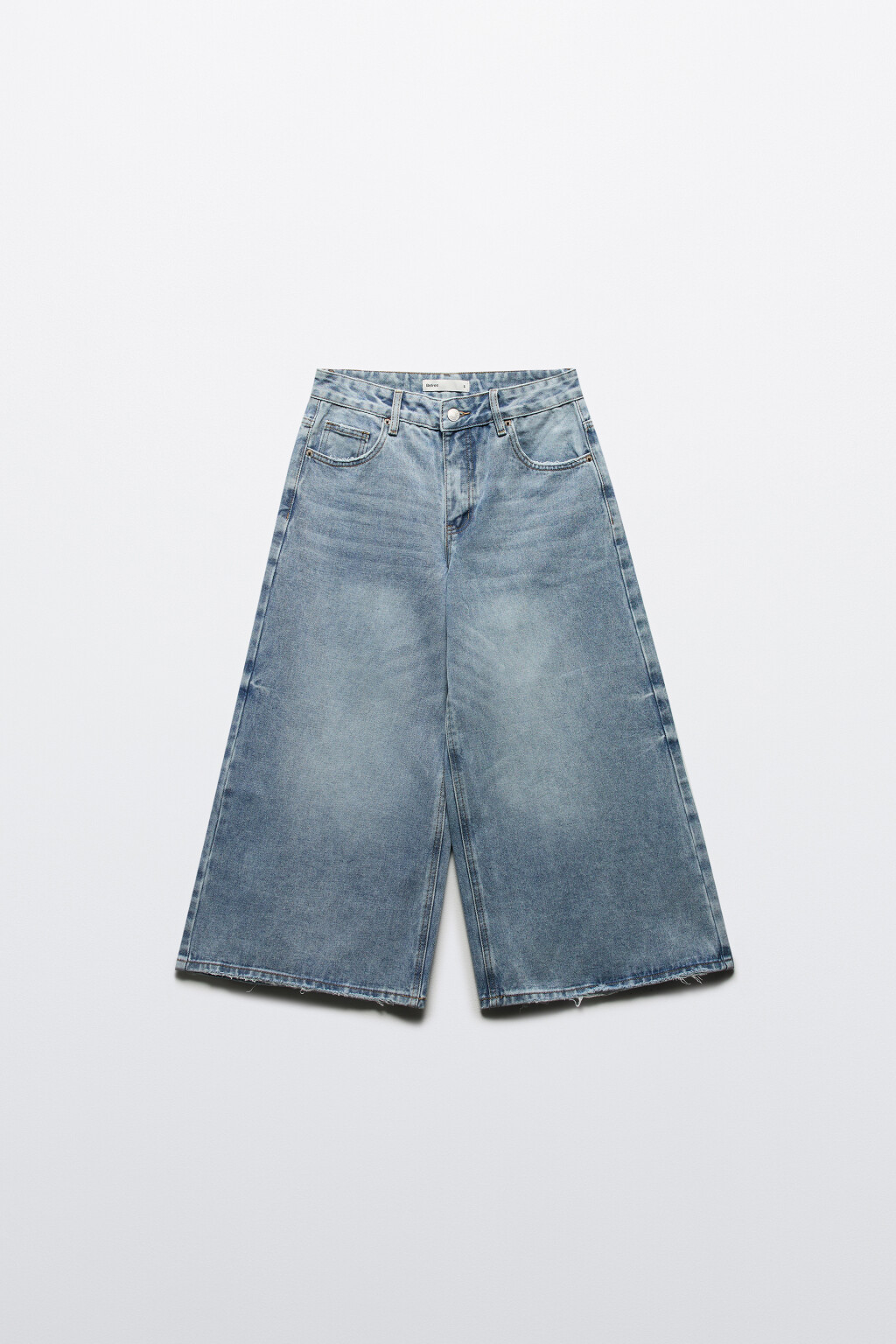 Джинсы-кюлоты baggy fit с потертостями - цвет голубой - 7