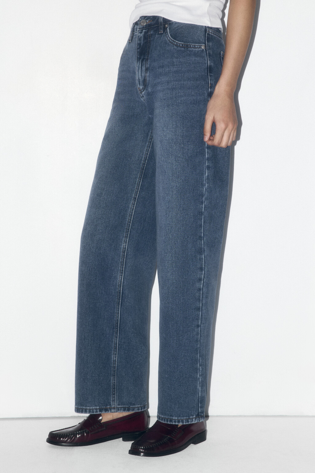 Джинсы широкие со средней посадкой - цвет голубой - 3