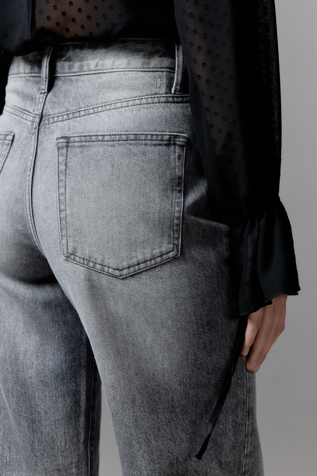 Джинсы straight fit прямые с высокой посадкой - цвет серый - 6