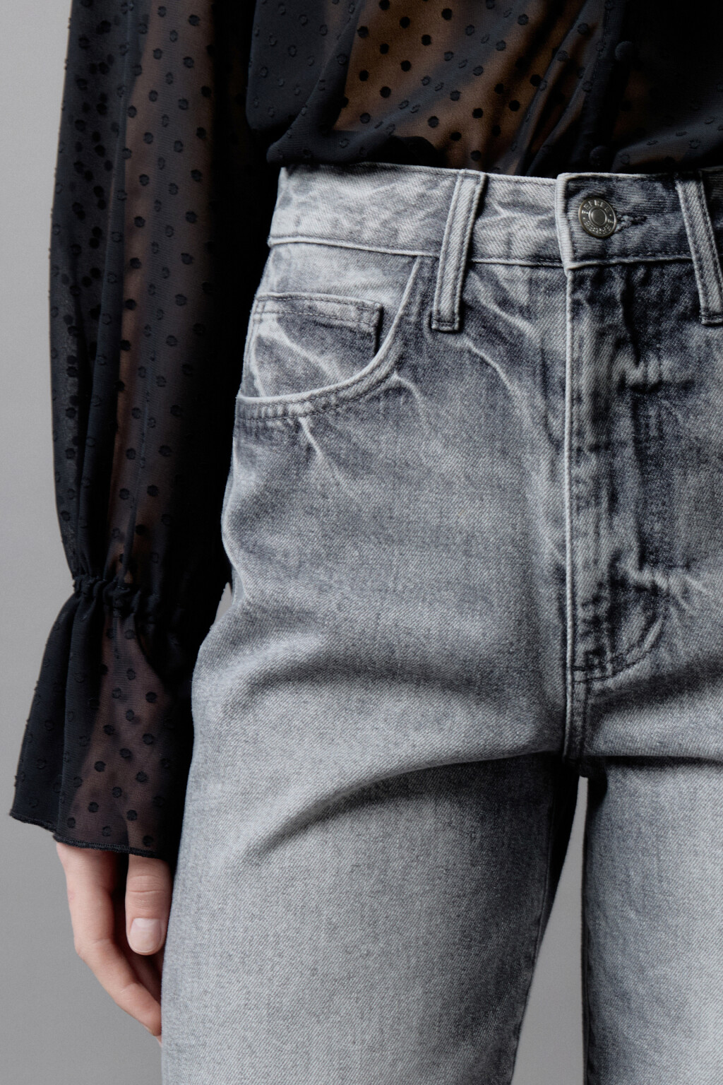 Джинсы straight fit прямые с высокой посадкой - цвет серый - 7