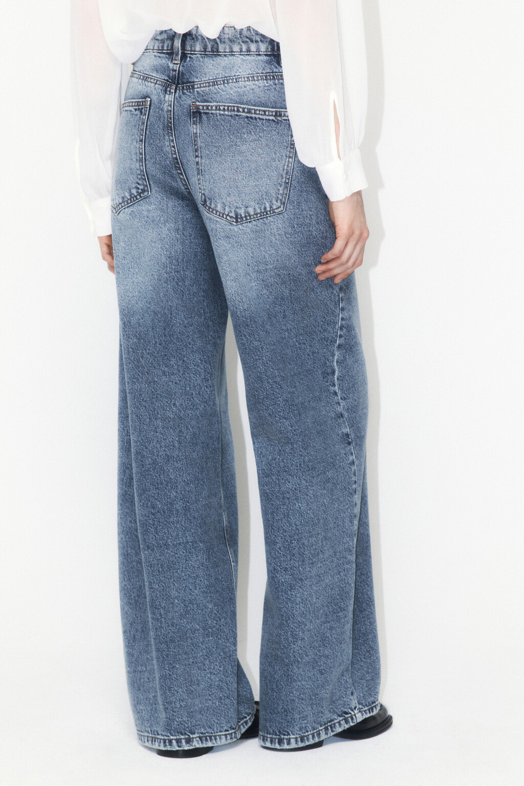 Джинсы wide leg широкие с высокой посадкой - цвет голубой - 3