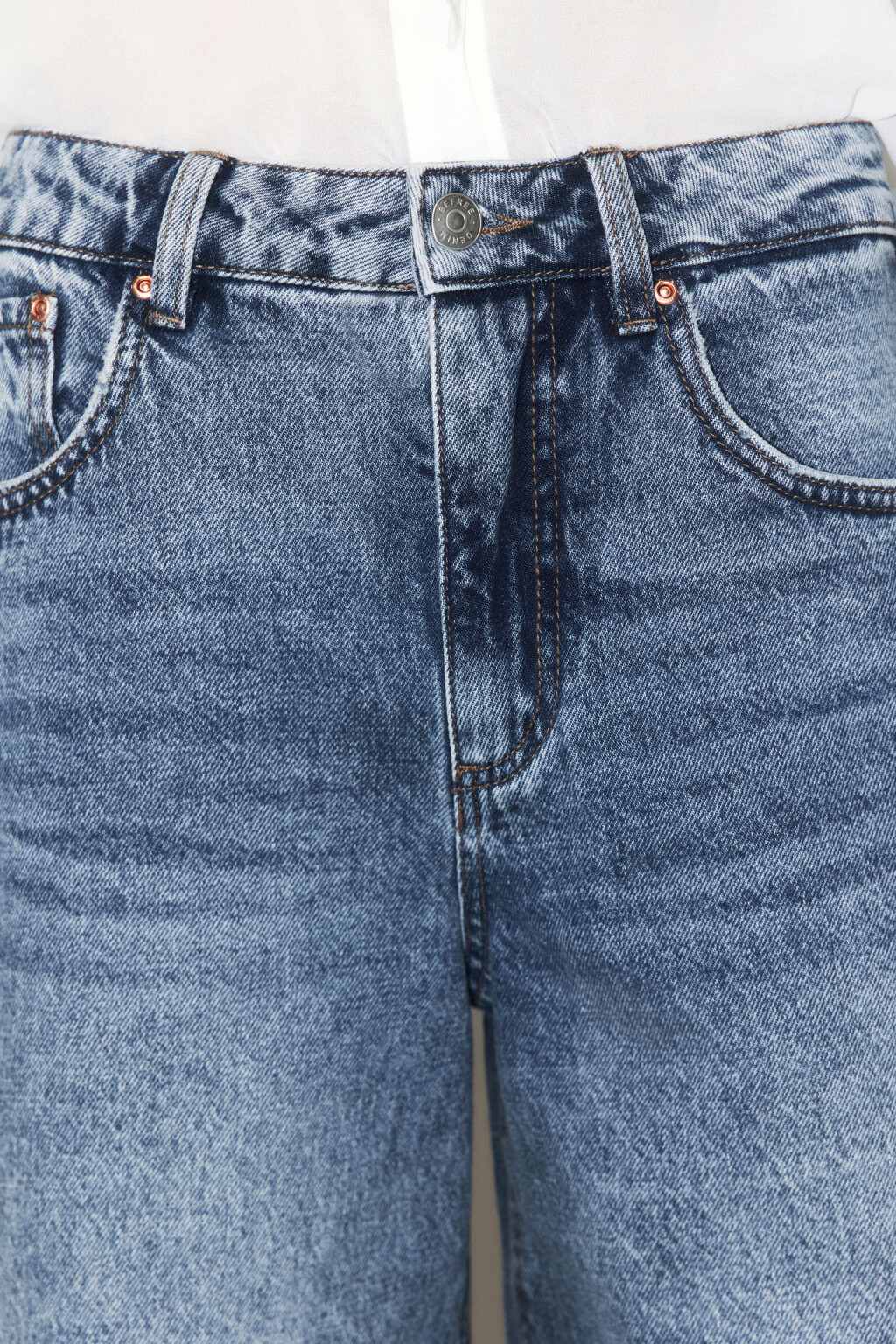 Джинсы wide leg широкие с высокой посадкой - цвет голубой - 5