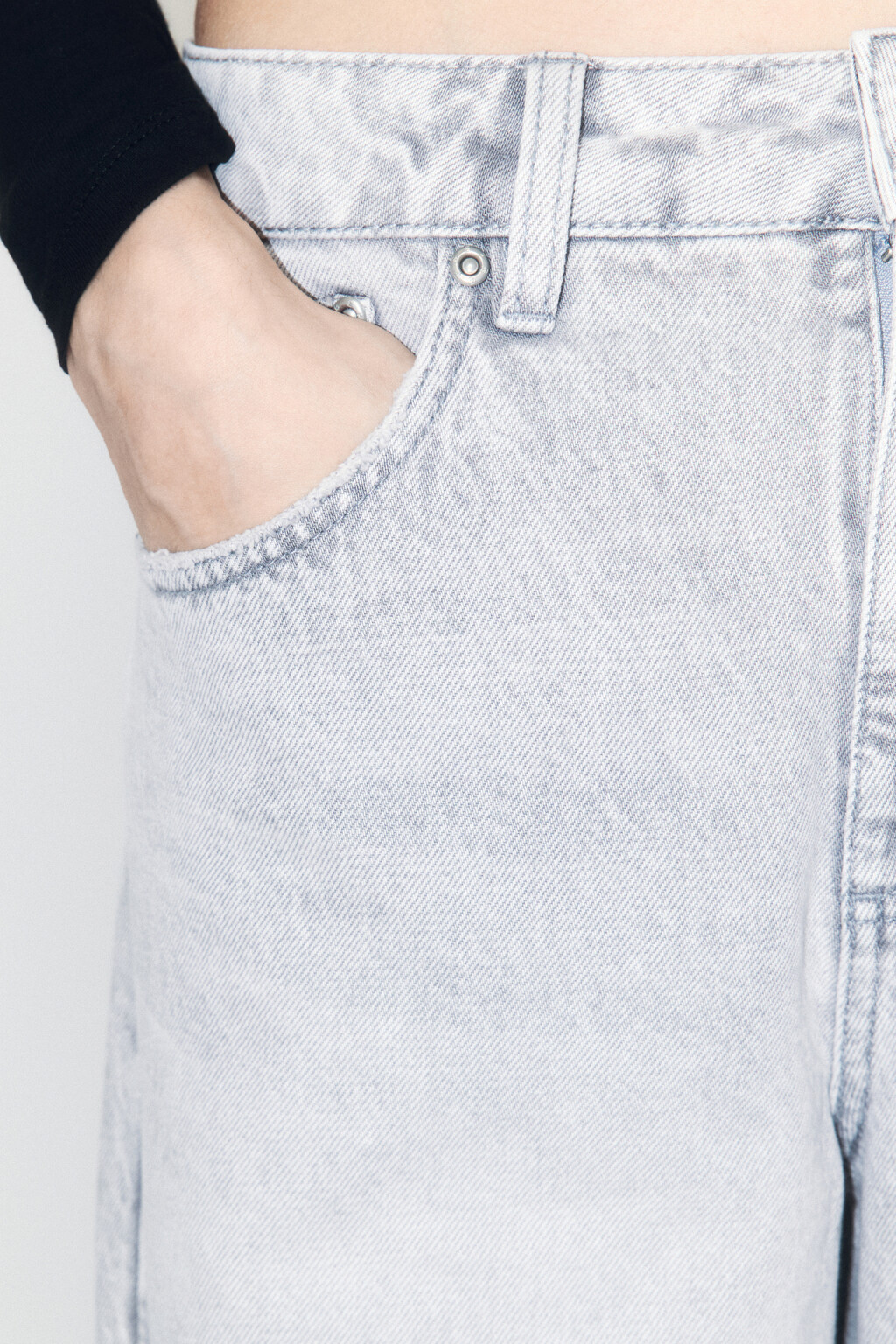 Джинсы wide leg широкие с высокой посадкой - цвет серый - 6