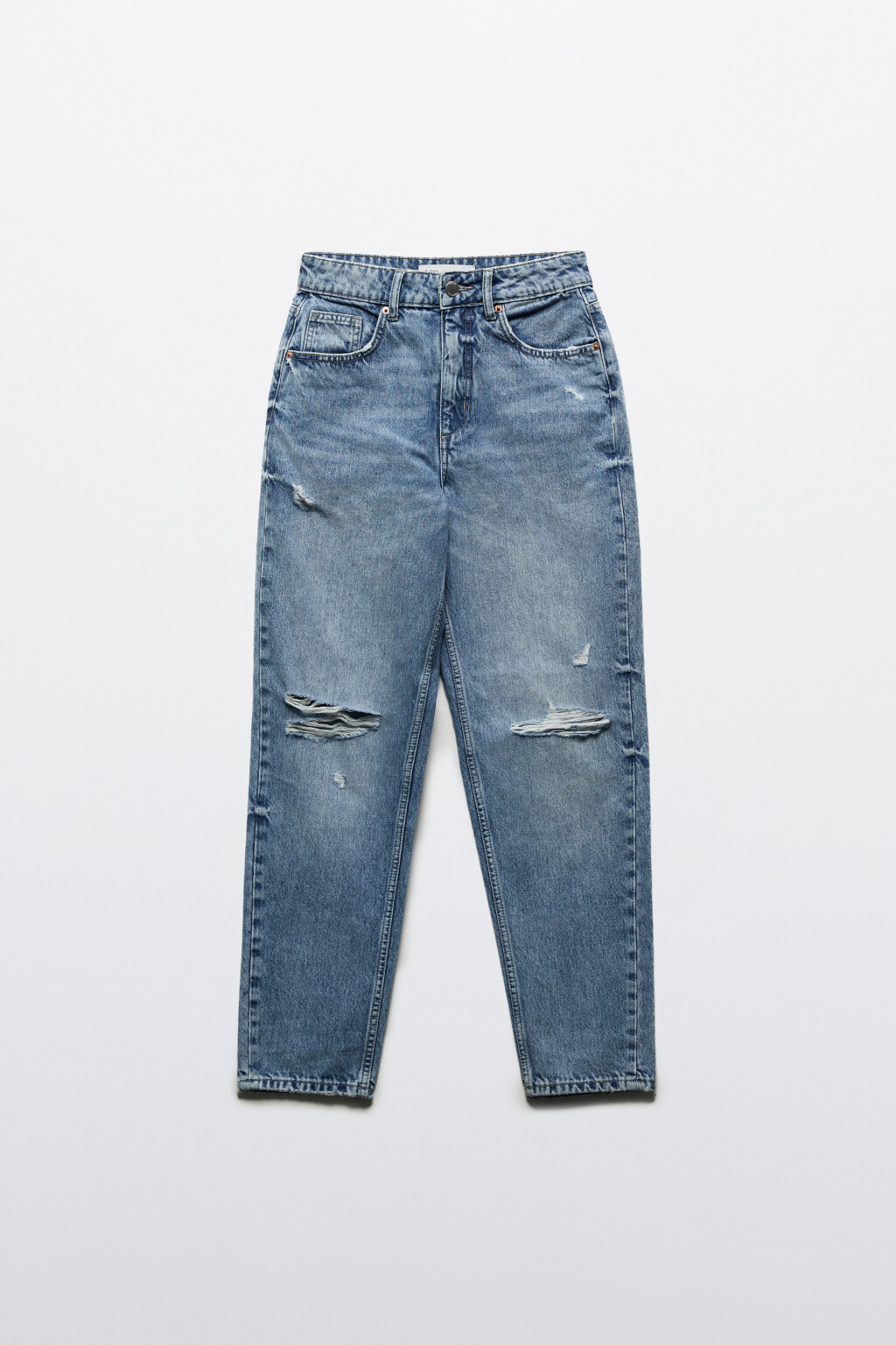 Джинсы mom fit рваные с высокой посадкой - цвет голубой - 7