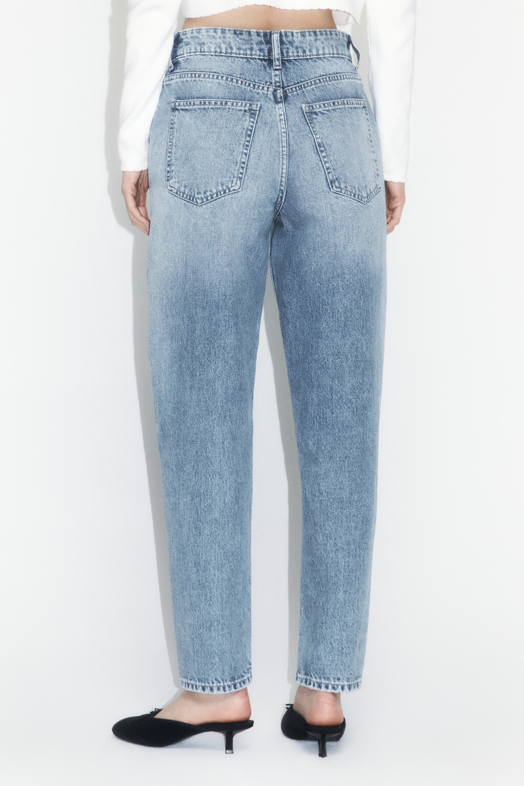 Джинсы mom fit рваные с высокой посадкой - цвет голубой - 3