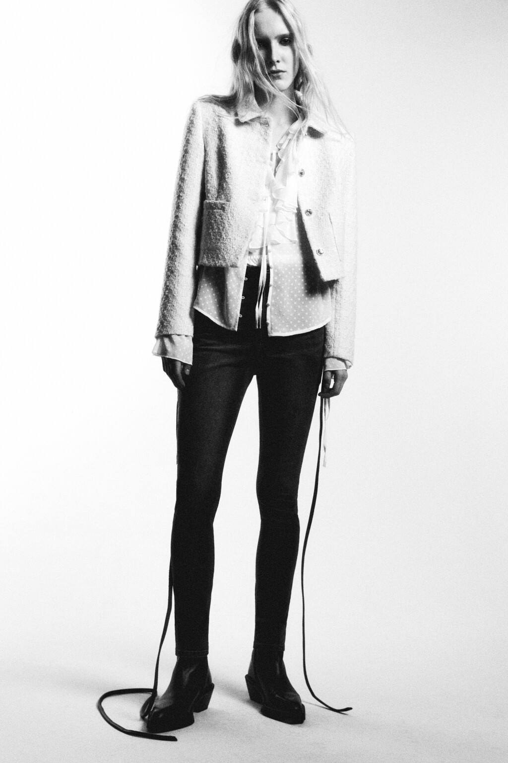 Джинсы skinny облегающие с высокой посадкой - цвет серый - 2