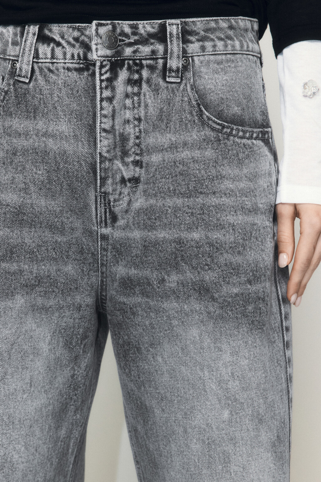 Джинсы barrel fit со средней посадкой - цвет серый - 6