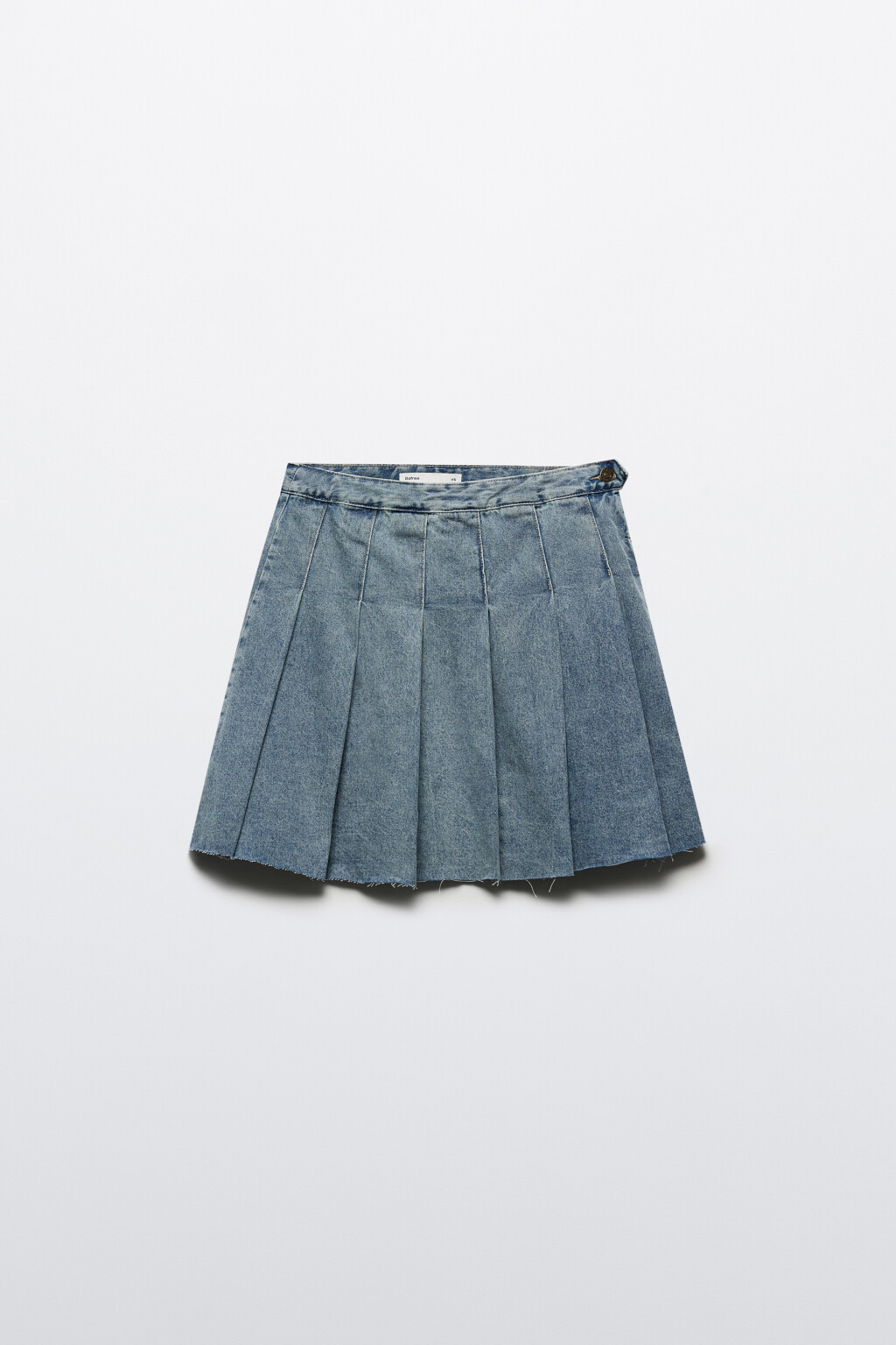 Юбка-трапеция миди джинсовая в складку - цвет синий - 7