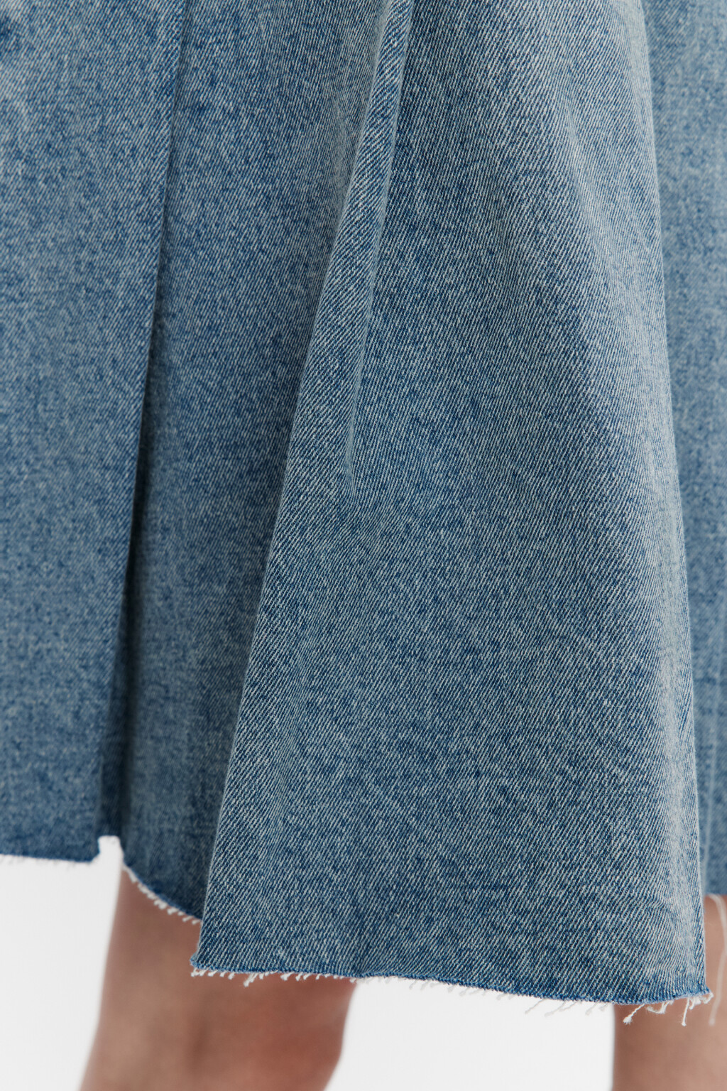 Юбка-трапеция миди джинсовая в складку - цвет синий - 6