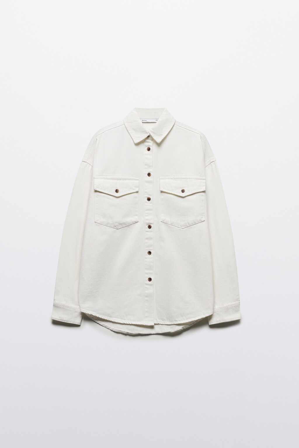 Рубашка oversize джинсовая с карманами - цвет ванильный - 8